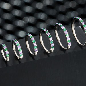 20G Green/Lavender CZ Cartilage Hoop Earring/Nose Hoop/Nose Piercing/Nostril Jewelry/Helix Hoop/Lobe Earring/Conch Ring/Tiny Hoop Earring