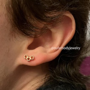Bee Hexagons Cartilage Stud Earring, 16G 8mm Screw Back Body Jewelry