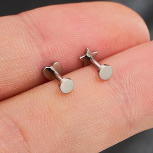 16G Titan Reversible Tiny Herz / Stern flache Scheibe Labret Bolzen/Knorpel Ohrstecker / Tragus / Helix / Muschel Ohrstecker / flache Rückseite Bolzen / intern mit Gewinde / Geschenk
