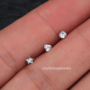 3 Pieces 20G Implant Titanium Nose Screw CZ Stud Pack/Nose Piercing/Nose Jewelry/Nose Studs/Nose Ring/Heart Round Star CZ Nose Piercings