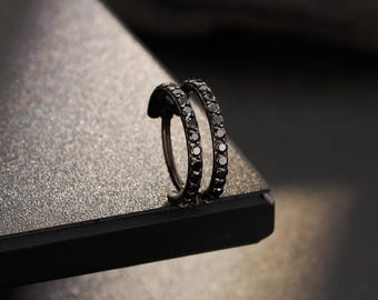 Doppel Hoop Nasenring, Chirurgenstahl CZ CZ, Knorpel Hoop Ohrring, kleine Huggie Clicker, Nase Piercing Schmuck, Halloween Geschenk