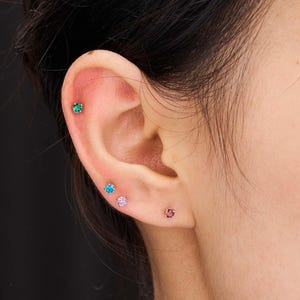 1 Pair 925 Sterling Silver Birthstone Stud Earrings-Butterfly Back 3mm Stone