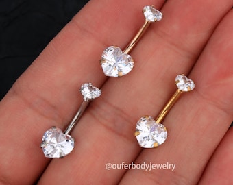 Piercing Ombelico In Argento 925 Placcato Oro Rosa | Zirconia Cubica 14 Gauge, 10 Mm, Gioielleria Elegante