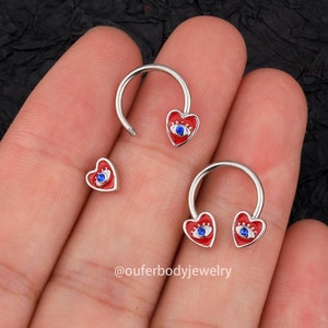 16G Evil Eye Septum Ring/Cartilage Earring/Helix Ring/Tragus Earring/Conch Hoop/Horseshoe Septum/Daith Earring/Dainty Earrings/BirthDay Gift