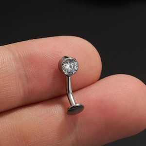14G Titanium Threadless Bezel CZ Floating Belly Rings/Navel Jewelry