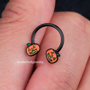 16G Halloween Horseshoe Septum Ring/Daith Earring/Conch Hoop/Pumpkin Jewelry/Cartilage Earrings/Helix Hoop/Tragus Hoop/Gift For Her