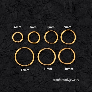 Boucles d'oreilles cartilage sans couture en or 16G 18G 20G/anneau de nez/anneau de septum/anneau de piercing dans le nez/tragus, Daith, hélice, conque, lobe d'oreille/bijoux minimalistes