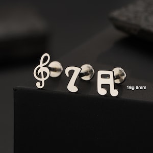 3Pcs Musical Notes Cartilage Studs Set/Helix Studs/Tragus Studs/Cartilage Earring/Conch Stud Earring/Labret stud/Flat Back Stud/Gift for her