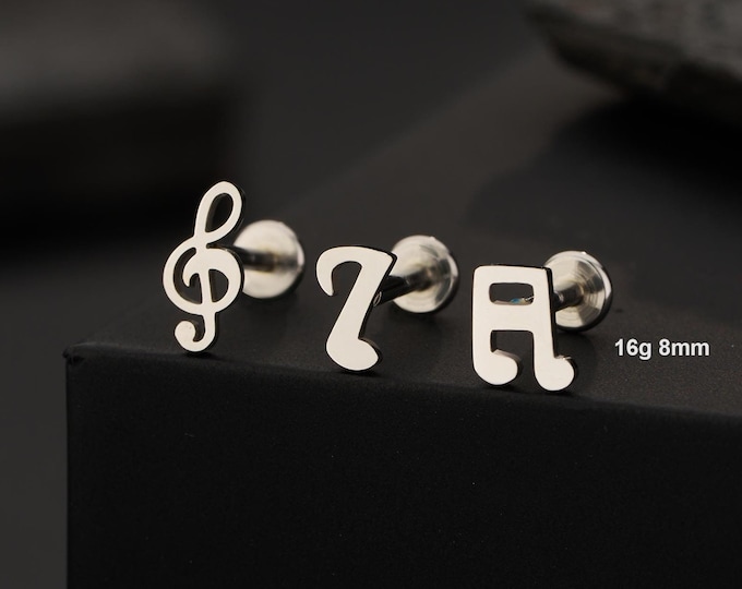3Pcs Musical Notes Cartilage Studs Set/Helix Studs/Tragus Studs/Cartilage Earring/Conch Stud Earring/Labret stud/Flat Back Stud/Gift for her