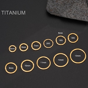 16G/18G/20G Gold Implant Grade Titan Klapp Clicker, Nase, Knorpel, Helix, Daith, Tragus, Muschel Piercings, Minimalist Hoop Ohrringe (5-13 mm)