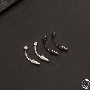 Set of 4pcs 16G Curved Barbells – Silver/Black, 8mm/10mm for Eyebrow, Rook, Cartilage, Vertical Labret Piercings with Ball & Spike Ends,Gift