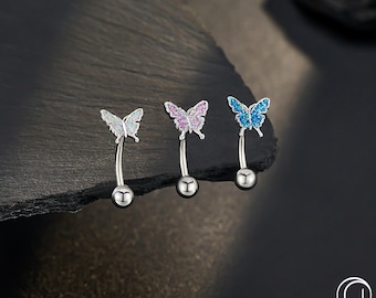 16G 8mm Butterfly Eyebrow & Rook Piercing – Curved Barbell 1PCS