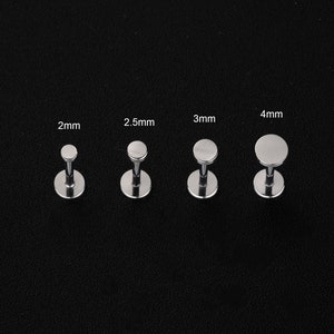 20g/18g/16g Titanium Tiny Flat Disc Threadless Push Pin Labret Stud/2/2.5/3/4mm Tiny Dot Cartilage earring/Tragus/Helix/Conch stud/Flat Back