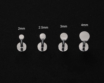 20g/18g/16g Titanium Tiny Flat Disc Threadless Push Pin Labret Stud/2/2.5/3/4mm Tiny Dot Cartilage earring/Tragus/Helix/Conch stud/Flat Back