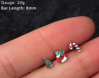 3pcs 20G Christmas L Shape Silver Nose Studs/Nose Ring/Nose Jewelry/Nose Piercing/Gold Nose Studs/Straight Studs/Tiny Nose Stud/Gift For Her