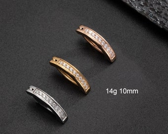 14G Pavimentado CZ Ombligo Clicker / Anillo de ombligo inverso / Joyería de ombligo / Aro de ombligo / Piercing de barra de ombligo curvo con bisagras / Anillo de ombligo / Anillo de clip de ombligo