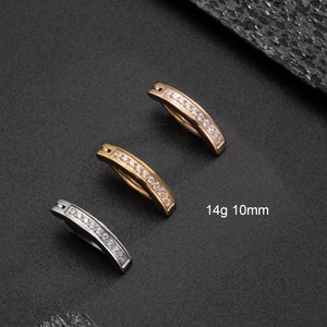 14G Paved CZ Belly Button Clicker/Reverse Belly Ring/Navel Jewelry/Belly Hoop/Hinged Curved Belly Bar Piercing/Navel Ring/Belly Clip Ring