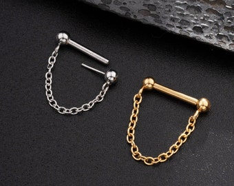 16G Threadless End Septum Chain/Dangle Kraakbeen Oorbel/Helix Earring/Conch Earring/Septum Piercing/Septum Ring/Barbell Piercing/Geschenken