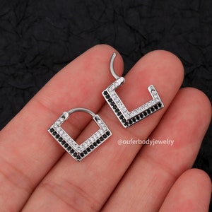 16G CZ Triangle Septum Ring/Daith Hoop/Cartilage Hoop/Helix Hoop/Tragus Hoop/Cartilage Earring/Hinged Segment Ring/Minimalist Earrings