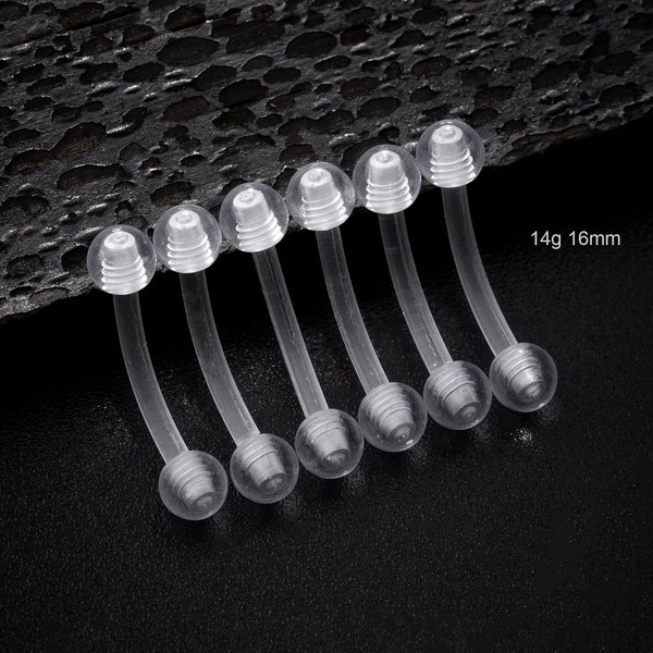 6PCS 16G Acrylic Clear Ball Eyebrow Ring/Rook Barbell/Invisible Curved Barbell/Rook Earring/Rook Piercing/Eyebrow Piercing/Cartilage Jewelry