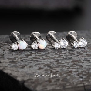 16G Titanium Tiny Cartilage Threadless Push Pin Earrings/Labret Stud/Conch stud/Tiny Stud Earring/Cartilage Stud/Helix/Tragus Flat Back Stud