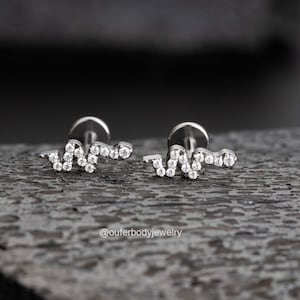 16G Titanium Snake Threadless Push Pin Labret Stud/Nose Stud/Cartilage Earring/FlatBack Stud/Forward Helix stud/Tragus stud/Conch Earrings