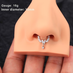 16G Butterfly Dangle Septum Ring/Daith Earrings/Helix Hoop/Septum Clicker/Septum Jewelry/Silver Septum Hinged/Tragus/Conch Hoop/Gift for her