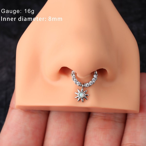 16G Sun Dangle Septum hoop/Septum Clicker/Dangle Daith Ring/Helix Earring/Septum Jewelry/Tragus/Conch Hoop/Minimalist Earrings/Gift for her