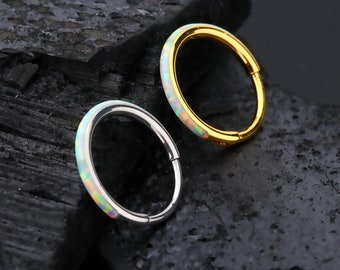 20G 18G Opal Nose Ring/Nose Hoop/Nose Piercing/Helix Hoop Earring/Cartilage Earring/Lobe Earring/Tragus Opal Hoop/Tiny Huggie Hoop Earring