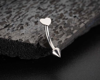 16G Implant Titanium Heart Eyebrow Ring/Rook Barbell/Curved Barbell/Rook Earring/Rook Piercing/Eyebrow Piercing/Cartilage Piercing Jewelry