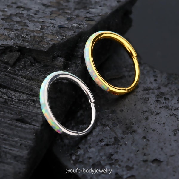 20G 18G Opal Nose Ring/Nose Hoop/Nose Piercing/Helix Hoop Earring/Cartilage Earring/Lobe Earring/Tragus Opal Hoop/Tiny Huggie Hoop Earring