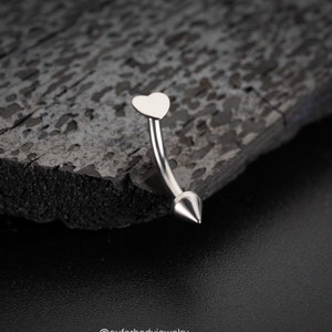 16G Implant Titanium Heart Eyebrow Ring/Rook Barbell/Curved Barbell/Rook Earring/Rook Piercing/Eyebrow Piercing/Cartilage Piercing Jewelry