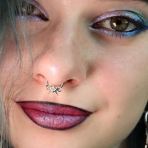 16G Tiny Bow-Knot Heart CZ Septum Ring/Bow Septum Hoop/Daith Earring/1PCS/Septum Piercing/Cartilage/Helix/Daith Hoop/Valentine's Day Gift