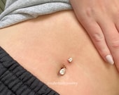 Silver & Grey Crystal Beaded Belly Button Piercing - Bits off the Beach