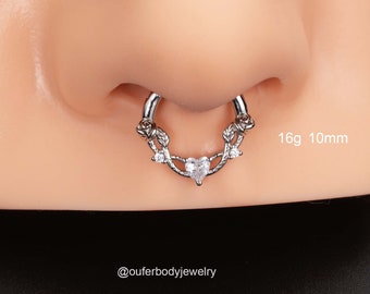 Pendiente de aro de cartílago de flor de rosa de 16G/Anillo de tabique/Pendientes daith/Aro de hélice/Aro de caracola/Aro de tragus/Joyería de tabique/Aro daith/Pendiente delicado