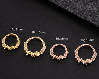 16G aquarium scharnierend segment septum ring/daith-oorbel/schelp en zeester kraakbeen oorbel/septum sieraden/helix/tragus/schelp/daith hoop/cadeau