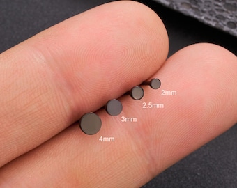 16/18/20G Titanio Nero Piccolo Disco Piatto Senza Filettatura Push Pin Labret Stud/Orecchino per Cartilagine a Puntino Piccolo/Trago/Elica/Conch Stud/Dorso Piatto/Regalo