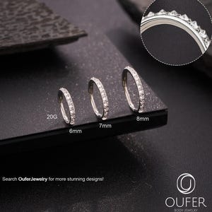 20G CZ Reverse Setting Nose Ring/Tiny Paved CZ Cartilage Earring/Hinged Clicker Hoop/Nostril/Helix/Earlobe/Tragus/Rook Piercing/Nose Hoop