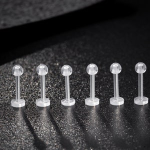 6PCS 16G Acrylic Clear Ball End flat back studs/Invisible Labret Piercing/Cartilage Stud/Lip Piercing/Cartilage/helix/conch/tragus earrings