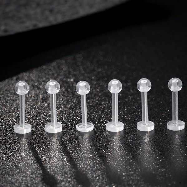 6PCS 16G Acrylic Clear Ball End flat back studs/Invisible Labret Piercing/Cartilage Stud/Lip Piercing/Cartilage/helix/conch/tragus earrings