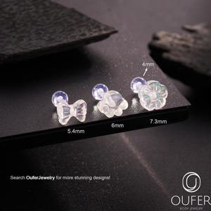 3Pcs 16G Acrylic Cute Tiny Ball End Helix Stud Set/Butterfly/Flower/Paw Cartilage Earring/Conch Stud/Helix Stud/Tragus Jewelry/Conch Earring