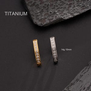 14G TITANIUM Paved CZ Gold/Silver Belly Button Clicker, Reverse Belly Ring, Navel Jewelry, Belly Hoop/Hinged Curved Belly Bar Piercing, Gift