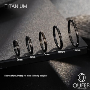 16G/18G/20G Black Titanium Hinged Clicker – Nose Piercing, Conch, Helix, Tragus, Lobe Huggie Hoop Earrings