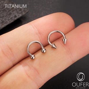 2PCS 18G/16G/14G/12G/10G TITANIUM Horseshoe Ring Set/Spike/Ball Ends Horseshoe/Snake bite/Lip/Septum Ring/Daith/Helix/Cartilage Piercing