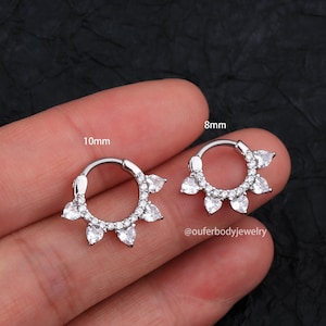 16G CZ Septum Ring/Daith Hoop Earring/Tragus Jewelry/Cartilage Hoop/Hoop Earrings/Lobe Earring/Helix Earring/Septum Jewelry/Gift For Her