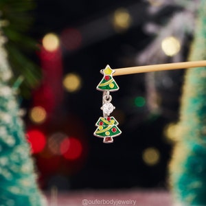 16G Christmas Tree Rook Barbell/Augenbrauen Ring/Vertikal Labret/Curved Barbell/Kristall Ohrring/Korpel Piercing/Augenbrauen Piercing
