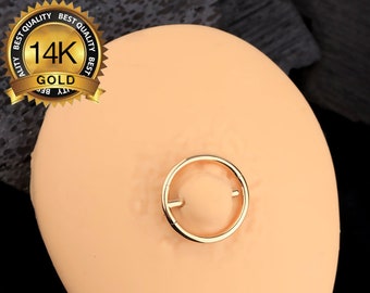 2PCS 14K Solid Gold Circular Nipple Rings/Nipple Clicker/Nipple Shield/Nipple Piercing/Nipple Jewelry/Nipple Barbell/Nipple Clamp/Girls Gift