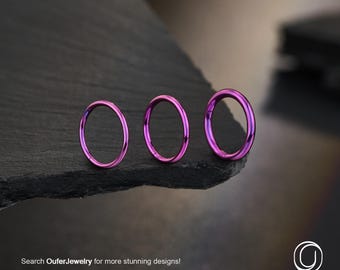 Purple Anodized F136 Titanium Clicker Hoop – Implant Grade Hinged