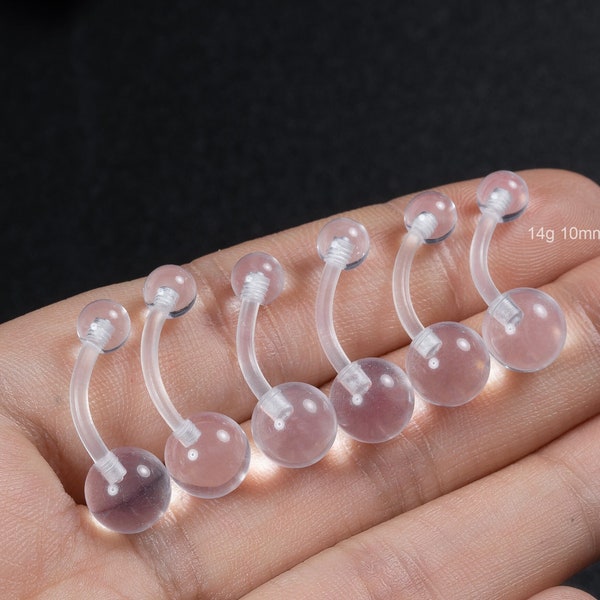 6 pcs 14G acrylique transparent pour nombril/bijoux de nombril invisible/curverd haltères/piercing ventre/anneau de nombril/Appareils de nombril/cadeau pour elle