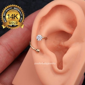 14K 16G Twisted Spiral Helix Earring/S-Shape Conch Earring/Spiral Earrings Gold/Dainty Cartilage Hoop/Minimalist Earrings/Belly rings/Gifts